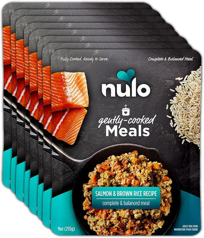 Nulo Gently-Cooked Meals Complete and Balanced Adult Wet Dog Food, Salmon & Brown Rice, 9 Ounce, 8 Count