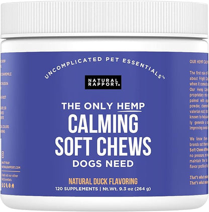 Natural Rapport Dog Calming Treats - The Only Calming Soft Chews That Dogs Need - 120ct Chews That Contain Chamomile to Alleviate Stress