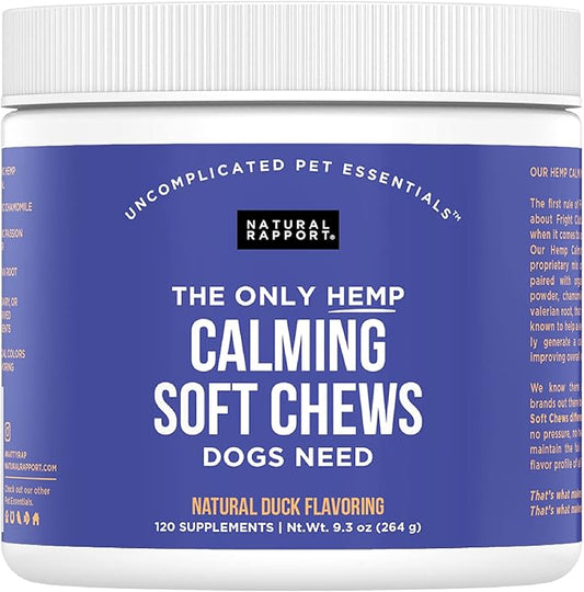 Natural Rapport Dog Calming Treats - The Only Calming Soft Chews That Dogs Need - 120ct Chews That Contain Chamomile to Alleviate Stress
