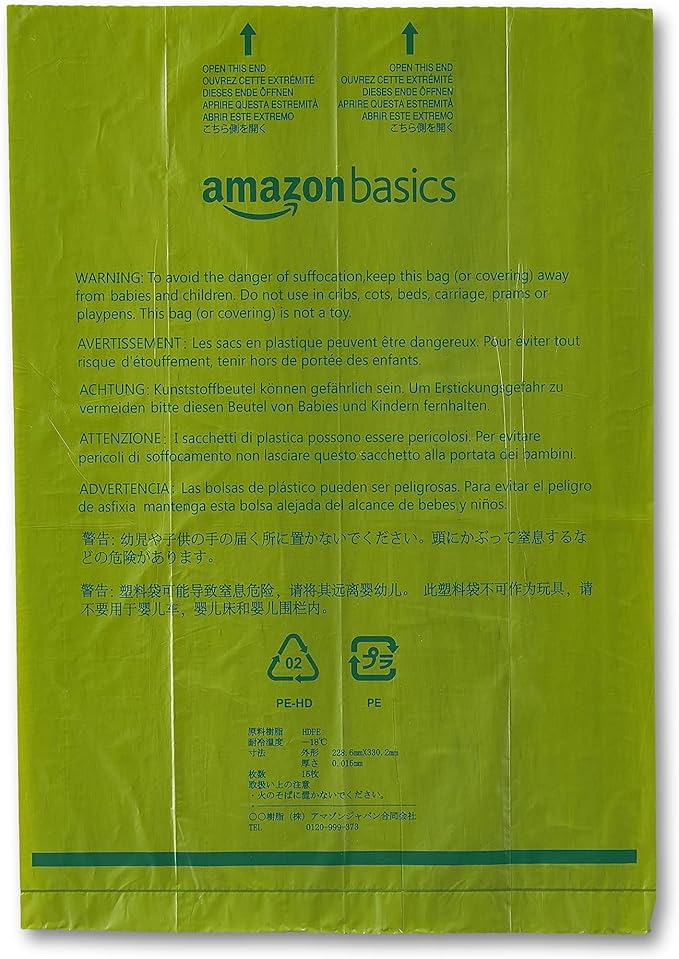 Amazon Basics Dog Poop Bags with Dispenser and Leash Clip, Cucumber Scented, 13 x 9 Inches - 540 Count (15 Bags per Roll, 36 Rolls)