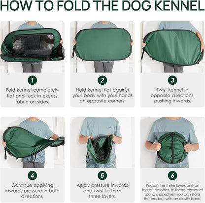 Love's cabin 36in Portable Upgrade Large Dog Bed - Pop Up Dog Kennel, Indoor Outdoor Crate for Pets, Portable Car Seat Kennel, Cat Bed Collection, Olive-Green