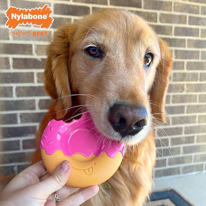 Nylabone Power Chew Donut Dog Chew Toy - Fun & Cute Dog Toys for Aggressive Chewers, Durable Dog Toys, Bacon Glazed Flavor, Large/Giant (1 Count)