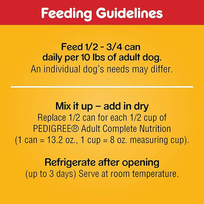 PEDIGREE CHOICE CUTS IN GRAVY Adult Canned Soft Wet Dog Food with Beef, 13.2 oz. Cans (Pack of 12)