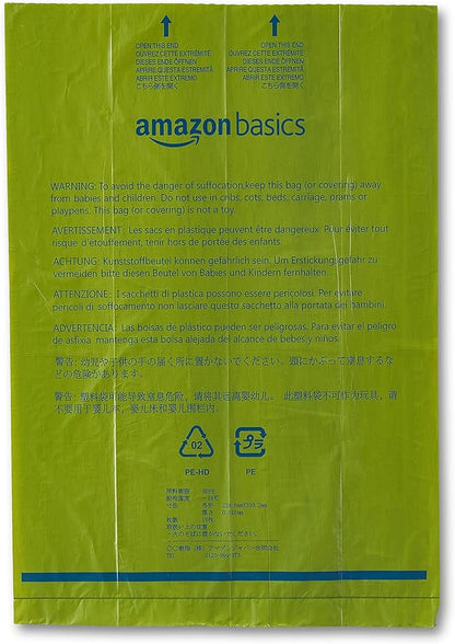 Amazon Basics Dog Poop Bags With Dispenser and Leash Clip, Talcum Powder Scented, 540 Count, 36 Pack of 15, 13 Inch x 9 Inch
