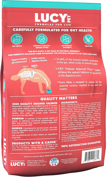 Lucy Pet Formulas for Life Salmon, Pumpkin, & Quinoa Dry Dog Food, All Life Stages, Digestive Health, Sensitive Stomach & Skin, 12lb bag
