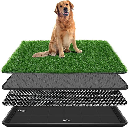 28.7 x 19.6In Dog Grass Pad with Tray Pet Potty Fake Grass Training Mat Artificial Grass for Dogs with Tray on Indoor and Outdoor