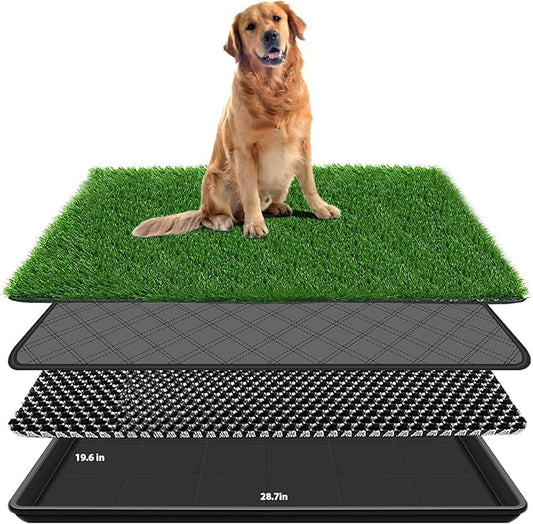 28.7 x 19.6In Dog Grass Pad with Tray Pet Potty Fake Grass Training Mat Artificial Grass for Dogs with Tray on Indoor and Outdoor