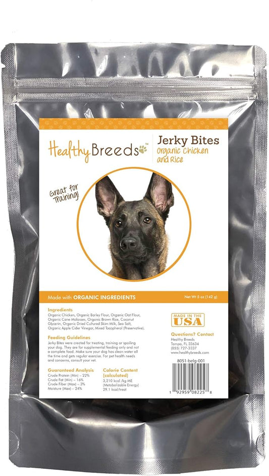 Healthy Breeds Belgian Malinois Jerky Bites Chicken & Rice Recipe Dog Treats 5 oz