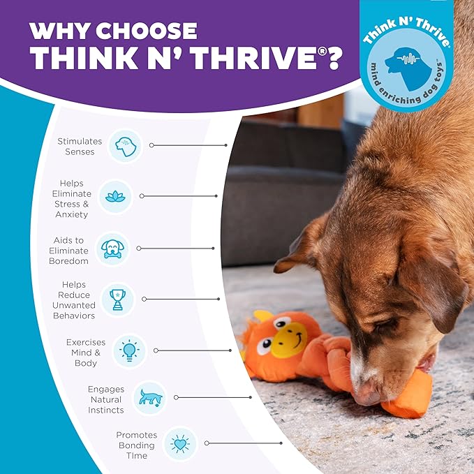 Outward Hound Nina Ottosson Twistiez Interactive Plush Dog Puzzle Dog Enrichment Toys Dog Treat Puzzle, Plush, Dragon, Orange