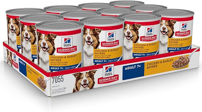 Hill's Science Diet Adult 7+, Senior Adult 7+ Premium Nutrition, Wet Dog Food, Chicken & Barley Loaf, 13 oz Can, Case of 12
