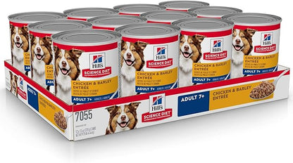 Hill's Science Diet Adult 7+, Senior Adult 7+ Premium Nutrition, Wet Dog Food, Chicken & Barley Loaf, 13 oz Can, Case of 12