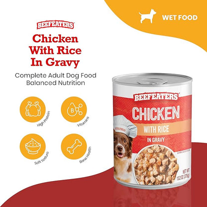 Beefeaters Dog Treats - Chicken with Rice in Gravy 13.2oz, Case of 12 | Adult Dog Food, Balanced Nutrition, Savory Gravy | Supports Muscle & Dental Health | Training Treats for Adult Dogs