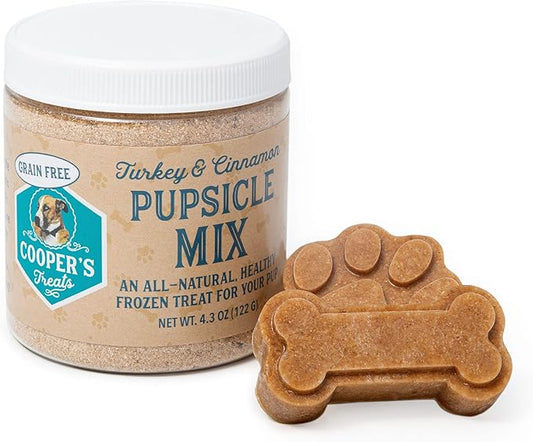 Cooper's Treats Dog Popsicle Mix - Jar of Frozen Dog Treat Mix (Grain Free Turkey and Cinnamon)