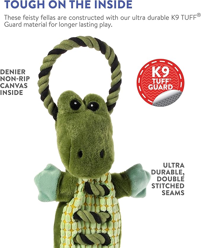 Outward Hound Ropes-A-Go-Go Gator Interactive Plush Squeaky Dog Tug Toy