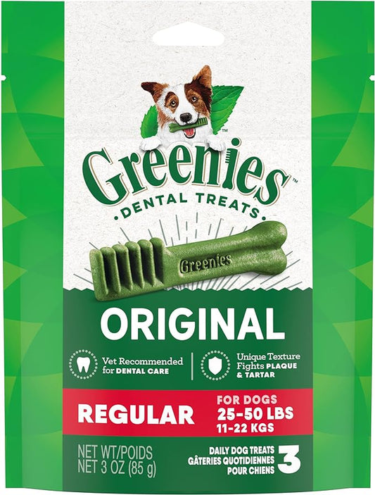 GREENIES Original Regular Natural Dog Dental Treats, 3 oz. Pack (3 Treats)