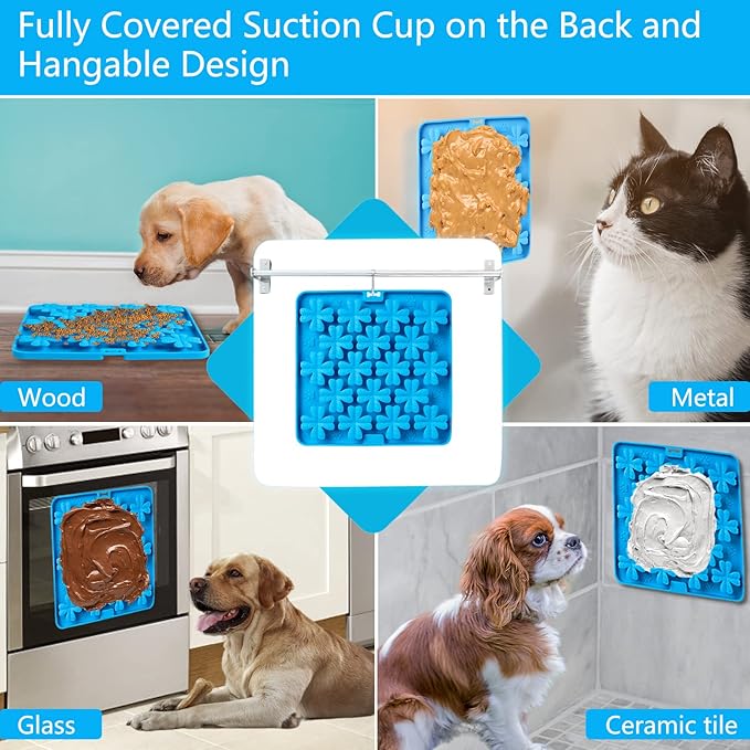 Lick Mat for Dogs Cats, Slow Feeder Pad, Dog Lick Mat, Food-Grade Silicone Treat Pad, Dry Wet Food Mat, Smell Training Slow Eating for Dogs and Cats, Boredom Anxiety Relief