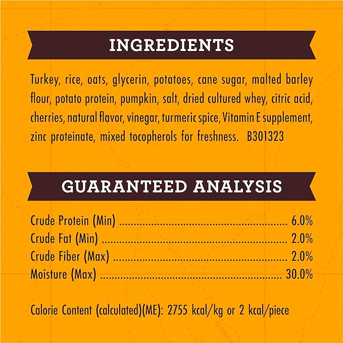 Zukes Mini Naturals Pumpkins Dog Training Treats Turkey and Pumpkin Recipe, Soft Dog Treats