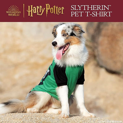 Harry Potter Slytherin Pet T-Shirt in Size Large | L Dog T-Shirt, Harry Potter Dog Shirt | Harry Potter Dog Apparel & Accessories for Hogwarts Houses, Slytherin, (FF19297),Green