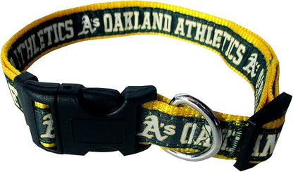 MLB Oakland Athletics Licensed PET COLLAR- Heavy-Duty, Strong, and Durable Dog Collar. Available in 29 Baseball Teams and 4 Sizes