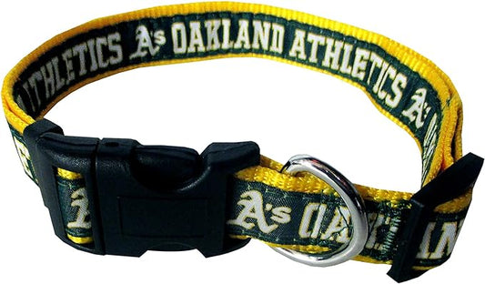 MLB Oakland Athletics Licensed PET COLLAR- Heavy-Duty, Strong, and Durable Dog Collar. Available in 29 Baseball Teams and 4 Sizes