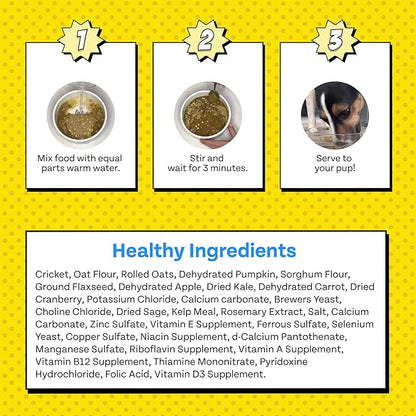 Cricket Human Grade Dehydrated Dog Food or Topper (3lb makes 10 lbs Wet Dog Food), 100% Made in The USA | Hypoallergenic, Chicken-Free Food for Dogs with Allergies