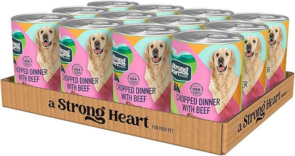 A Strong Heart Wet Dog Food, Chopped Dinner with Beef - 22 oz Cans (Pack of 12), Made in The USA with Real Beef