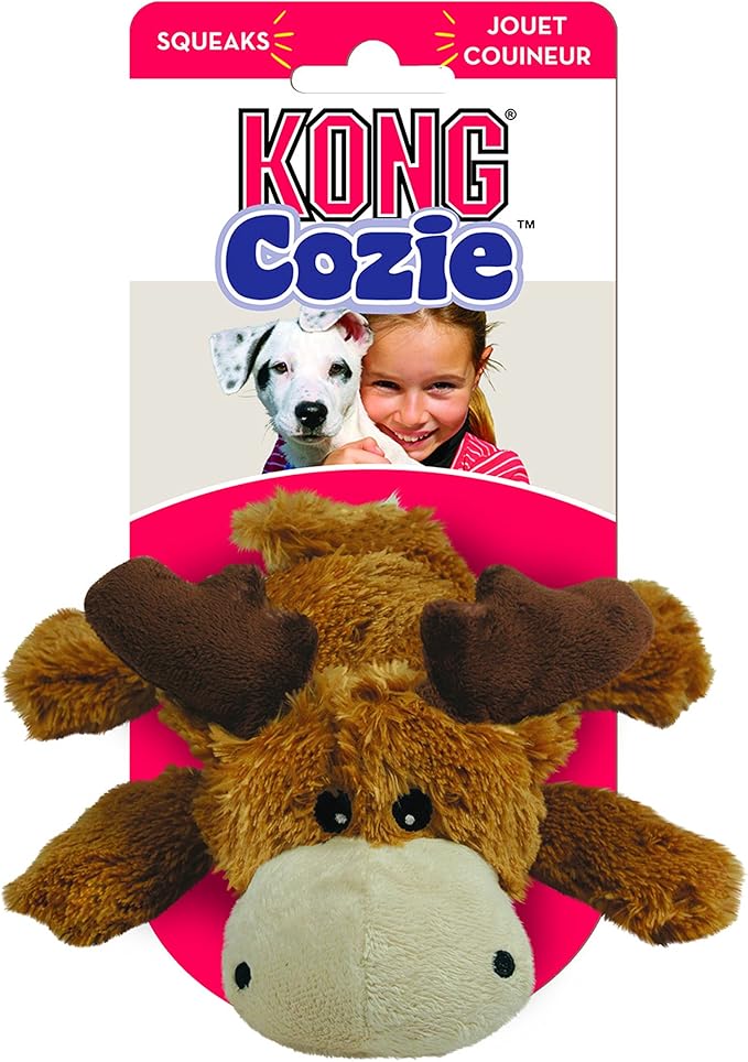 KONG - Cozie Marvin Moose - Indoor Cuddle Squeaky Plush Dog Toy - for Small Dogs