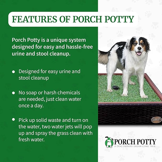 Porch Potty Artificial Grass for Dogs with Sprinkler - Top of The line Premium Quality 26x50x7 Reusable Potty Training Pads for Dogs - Washable Pee Pad for Dogs - Instant Drainage - 4x2 Ft Grass Area