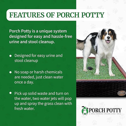 Porch Potty Artificial Grass for Dogs with Sprinkler - Top of The line Premium Quality 26x50x7 Reusable Potty Training Pads for Dogs - Washable Pee Pad for Dogs - Instant Drainage - 4x2 Ft Grass Area