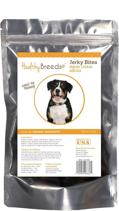 Healthy Breeds Entlebucher Mountain Dog Jerky Bites Chicken & Rice Recipe Dog Treats 5 oz