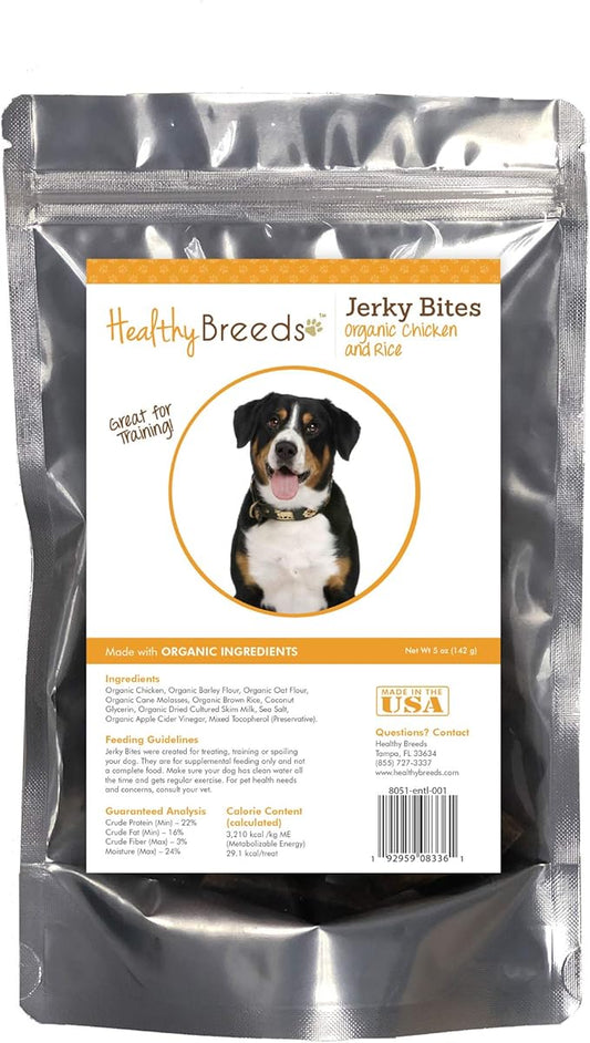 Healthy Breeds Entlebucher Mountain Dog Jerky Bites Chicken & Rice Recipe Dog Treats 5 oz