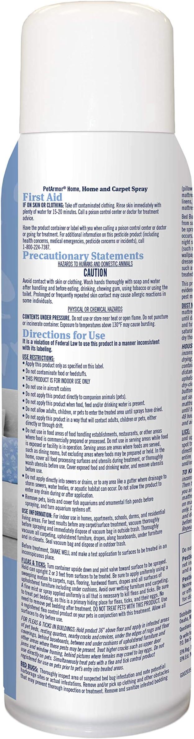 PETARMOR Home and Carpet Spray for Fleas and Ticks, Protect Your Home From Fleas and Eliminate Pet Odor, 16 Ounce