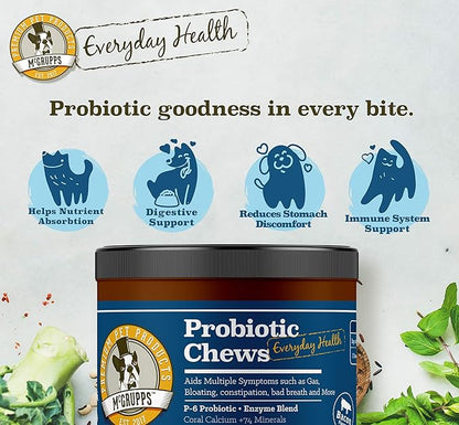 Probiotic Chews for Dogs - with Natural Digestive Enzymes + Prebiotics - for Diarrhea & Upset Stomach Relief + Gas & Constipation - Allergy & Immune + Hot Spots - Made in The USA - 130 Ct