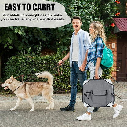 Collapsible Large Dog Crate, Portable Dog Crates for Large Dogs, Foldable Dog Travel Crate Soft Sided, 36 x 25 Inch Soft Large Dog Cage Kennel Indoor Outdoor, Ventilated