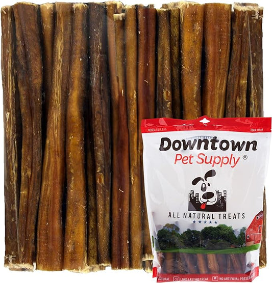Downtown Pet Supply Thin Junior Bully Sticks (12" - 5 LBs) - Bully Sticks for Small Dogs and Puppies- Single Ingredient Long Lasting Dog Dental Treats - Alternative to Chew Bones