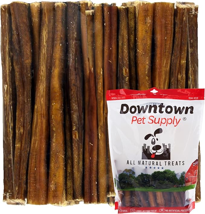 Downtown Pet Supply Thin Junior Bully Sticks (6" - 1 LB) - Bully Sticks for Small Dogs and Puppies- Single Ingredient Long Lasting Dog Dental Treats - Alternative to Chew Bones