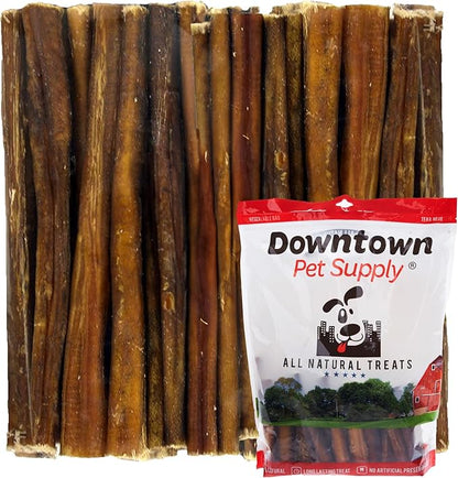 Downtown Pet Supply Thin Junior Bully Sticks (6" - 1 LB) - Bully Sticks for Small Dogs and Puppies- Single Ingredient Long Lasting Dog Dental Treats - Alternative to Chew Bones