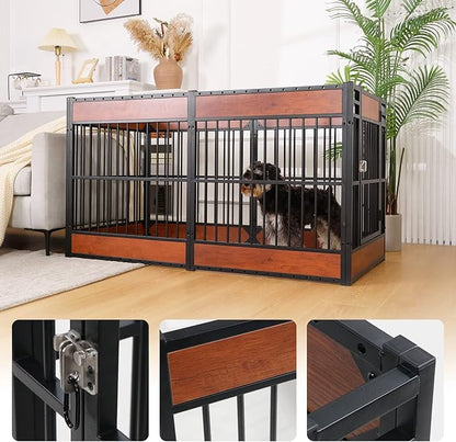 Dog Playpen, 31.5" Height Dog Pen Indoor, Heavy Duty, Safe and Sturdy, Furniture Style Puppy Pen (MAHOGANY)
