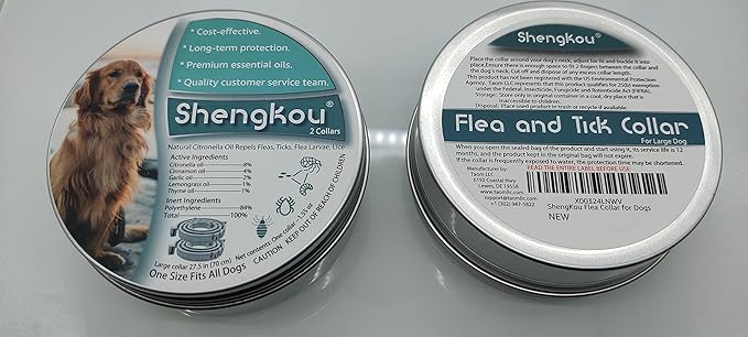 Natural Flea and Tick Collar for Large Dogs - Provides 12-Month Protection, Offers Safe Pest Prevention, Waterproof and Durable - includes Free Flea Comb and Tick Tweezer (27.5 in - 2 Packs)