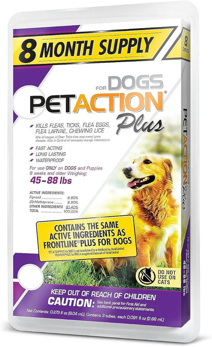 Pet Action Plus for Dogs, 8 Doses - 45 to 88 lbs.