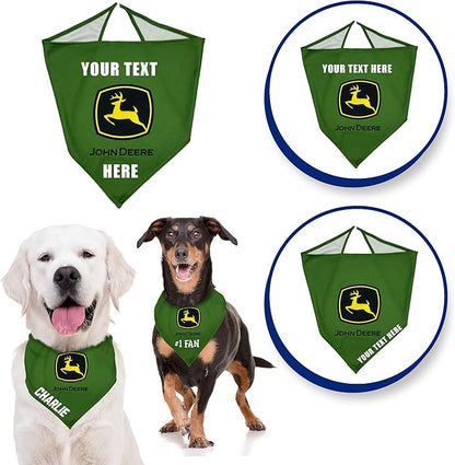 John Deere Personalized Tie Bandana for Dogs & Cats, Size Large/X-Large. Custom Dog Bandana Scarf Bib for Pet Cat Dog. The Ultimate Customizable Bandana for John Deere Fans