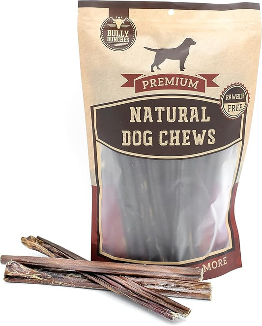 Bully Bunches All Natural 12 Inch Beef Jerky Sticks – Soft and Crunchy Gullet Chews - Odor Free, Rawhide Free, Chemical Free – Safe, Healthy and Nutritious Dog Treats for Light Chewers, 25 Pk