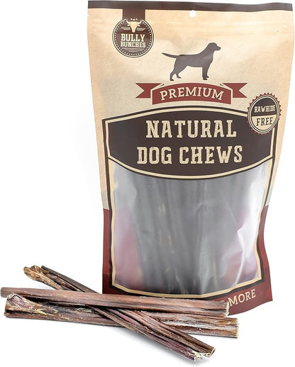 Bully Bunches All Natural 12 Inch Beef Jerky Sticks – Soft and Crunchy Gullet Chews - Odor Free, Rawhide Free, Chemical Free – Safe, Healthy and Nutritious Dog Treats for Light Chewers, 25 Pk