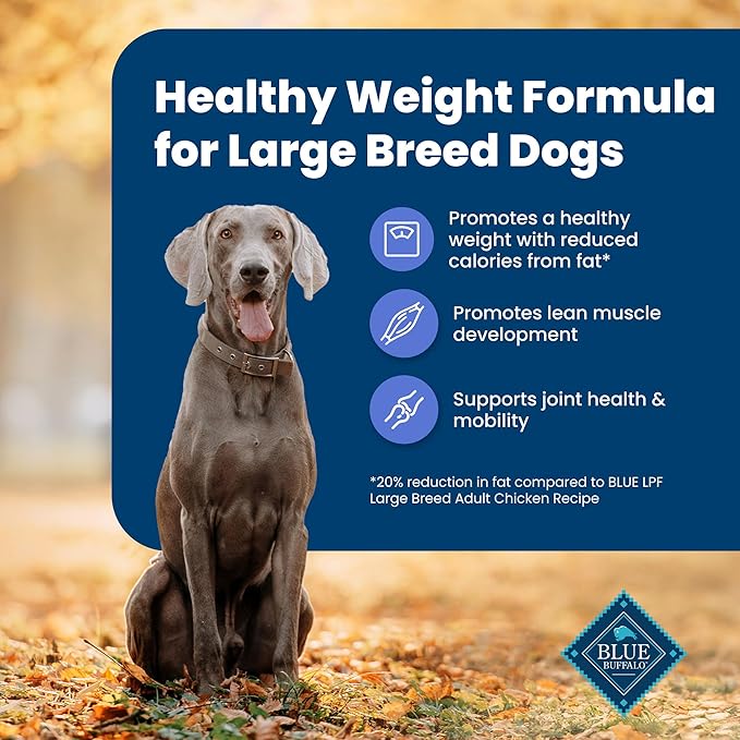 Blue Buffalo Life Protection Formula Healthy Weight Large Breed Adult Dry Dog Food for Weight Control, Made with Natural Ingredients, Chicken & Brown Rice Recipe, 30-lb. Bag