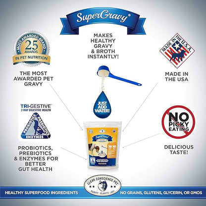 SuperGravy ARFredo - Natural Dog Food Gravy Topper - Hydration Broth Food Mix - Human Grade – Kibble Seasoning for Picky Eaters – Gluten Free & Grain Free, white, 90 scoop (01073)