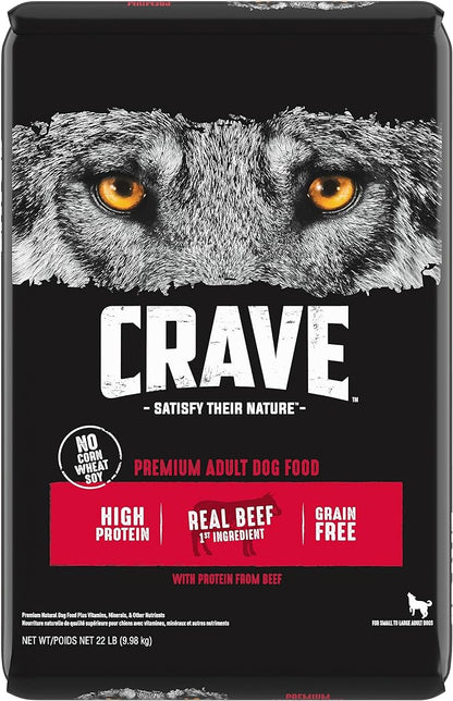CRAVE Grain Free High Protein Adult Dry Dog Food, Beef, 22 lb. Bag