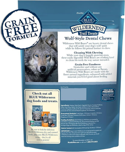 Blue Buffalo Wilderness Wild Bones Grain-Free Dental Chews Dog Treats, Medium, 10-oz Bag