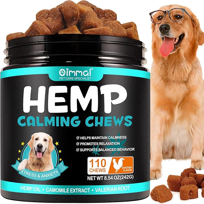 Hemp Calming Chews for Dogs 110 Count, Chicken Flavor Dog Calming Treats, Helps with Dog Anxiety, Separation, Barking, Stress Relief, Melatonin for Dogs, Sleep Calming Aid, for All Breeds & Sizes