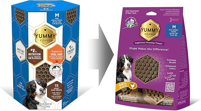 Dog Dental Treats | Vet VOHC Approved | Protein Treat | Dental Care & Cleaning Comb Shape | Yummy Dog Treats | Dental Dog Treats for Medium Dogs (12oz, 15 Count)