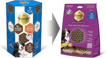 Dog Dental Treats | Vet VOHC Approved | Protein Treat | Dental Care & Cleaning Comb Shape | Yummy Dog Treats | Dental Dog Treats for Medium Dogs (12oz, 15 Count)